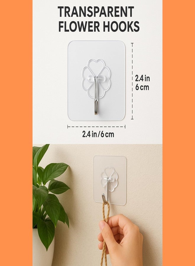 Brunchy Self Adhesive Hooks - Heavy Duty Wall Hooks for Bathroom Accessories, Home Improvement, Suction Cup Hooks - 8Kg Max Load Capacity (Flower Hook, 20) - Image 2